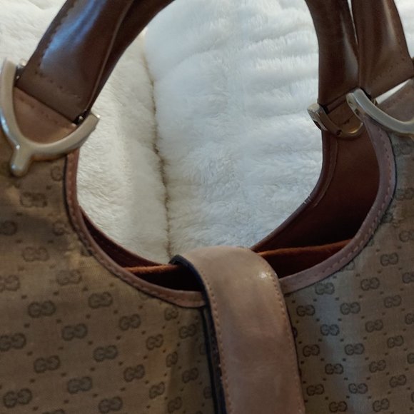 Vintage GUCCI Stirrup Hobo Micro GG Bag Leather Accents, Large - Picture 3 of 16